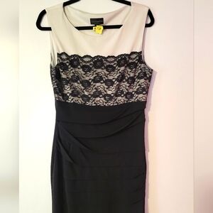 Connected apparel Cream and Black Sleeveless Sheath Dress Size 10